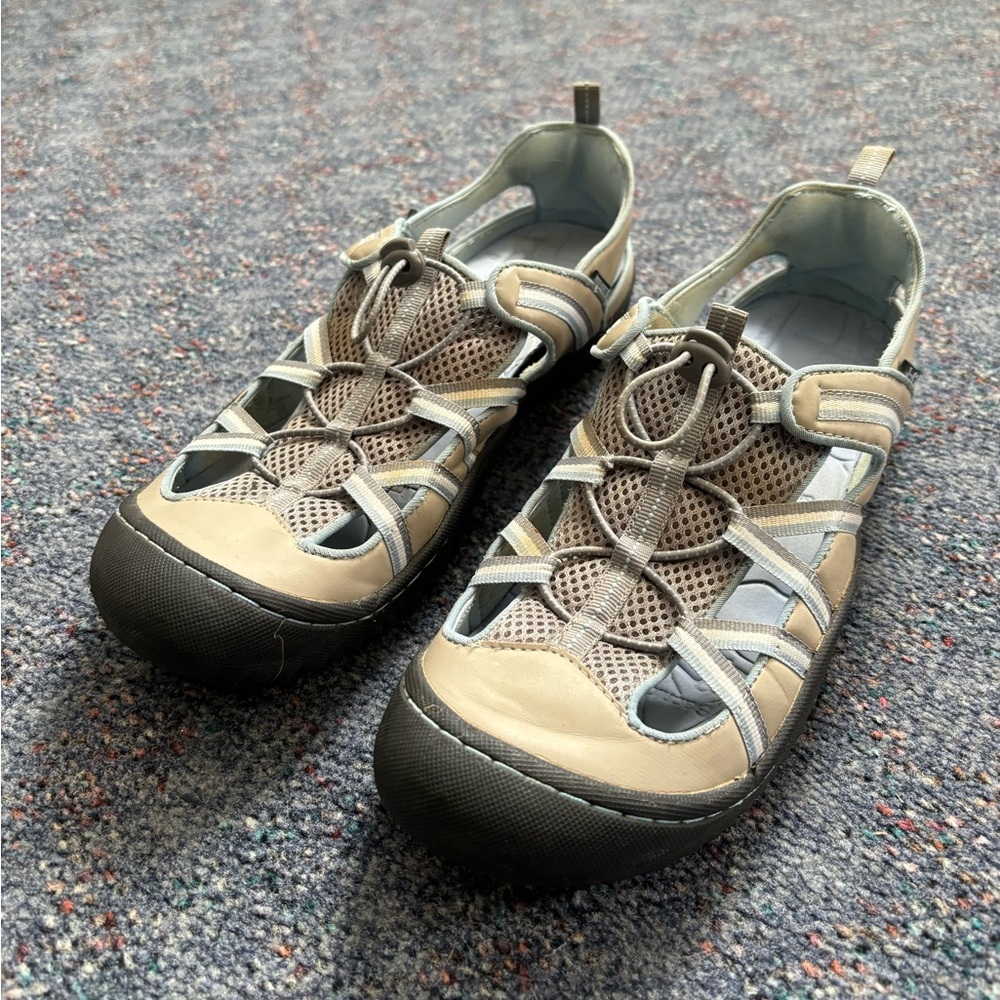 J-41 Adventure On 'SEA BREEZE' Grey Stone Blue Sport Sandals, womens 8.5 M